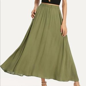 Olive green flowy maxi skirt